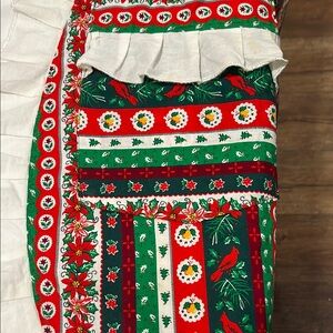 Vintage Christmas Holiday Apron Festive Red and Green Kitchen